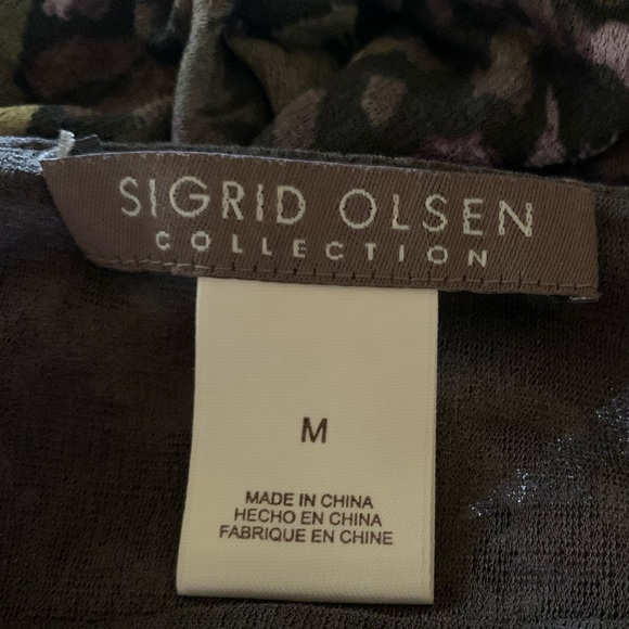 Sigrid Olsen Silk Plum Floral Top Size Medium - Picture 7 of 8